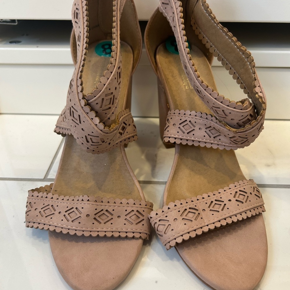 Catherines Pink Heels with Laser-Cut Design